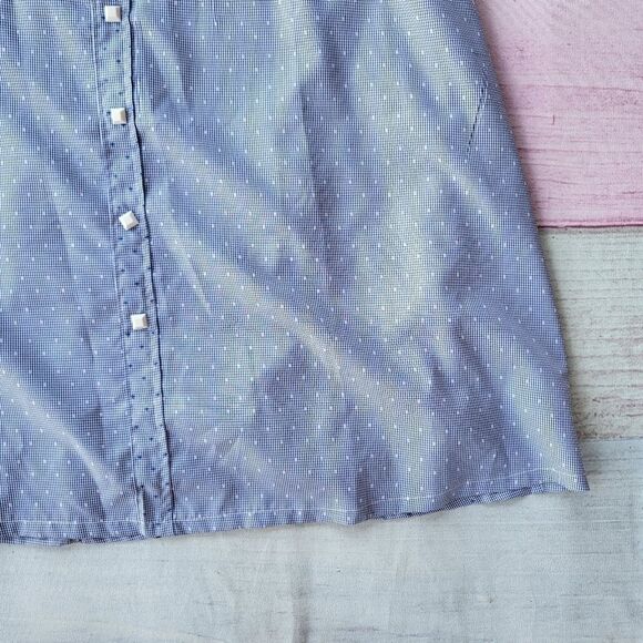 NWT Yal New York Blue Micro Check Button-Down Front A-Line Skirt Size XL - Picture 3 of 6